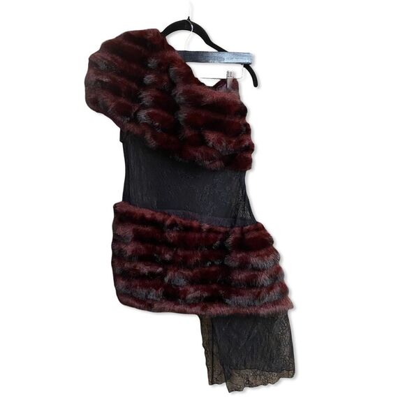 Kim Shui Burgundy and Black One-Shoulder Mini Dress - Picture 6 of 13